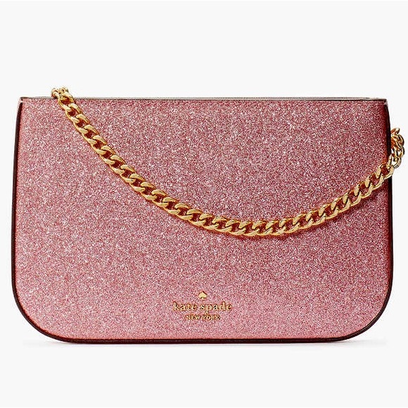 kate spade Bags Nwt Kate Spade Glimmer Glitter Pochette Chain Bag Clutch Pink Poshmark
